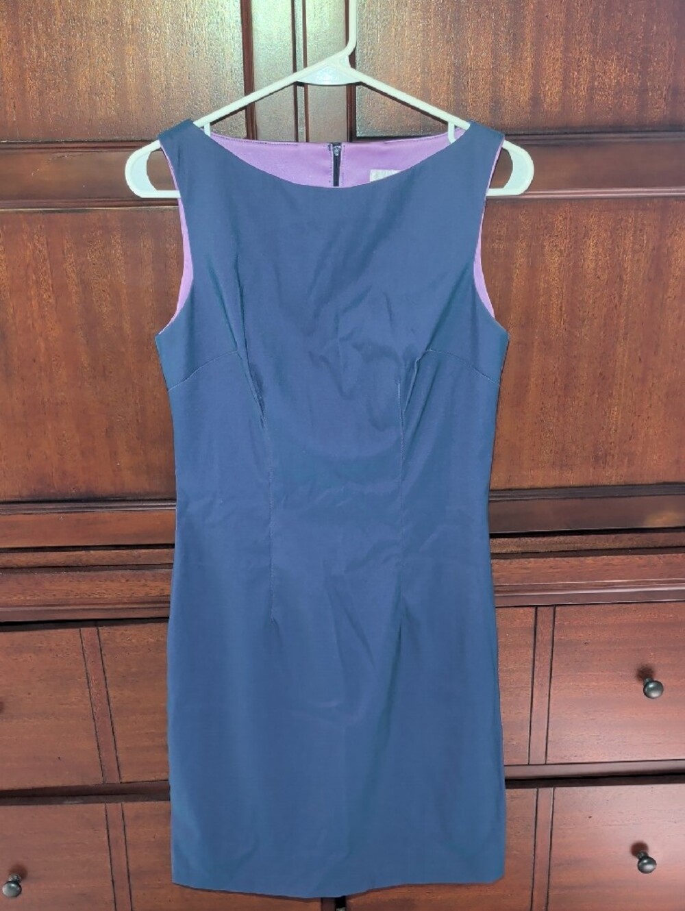 Vintage XOXO Dress / Sleeveless Iridescent Blue Dress Top with Purple Lining